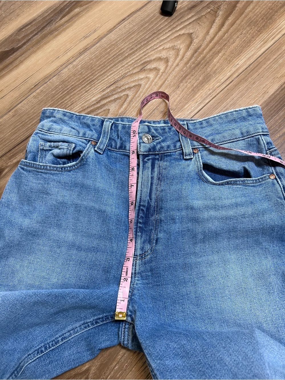 Paige Sasha wide leg jeans blue raw hem size 27 high rise medium wash revolve - Picture 10 of 11